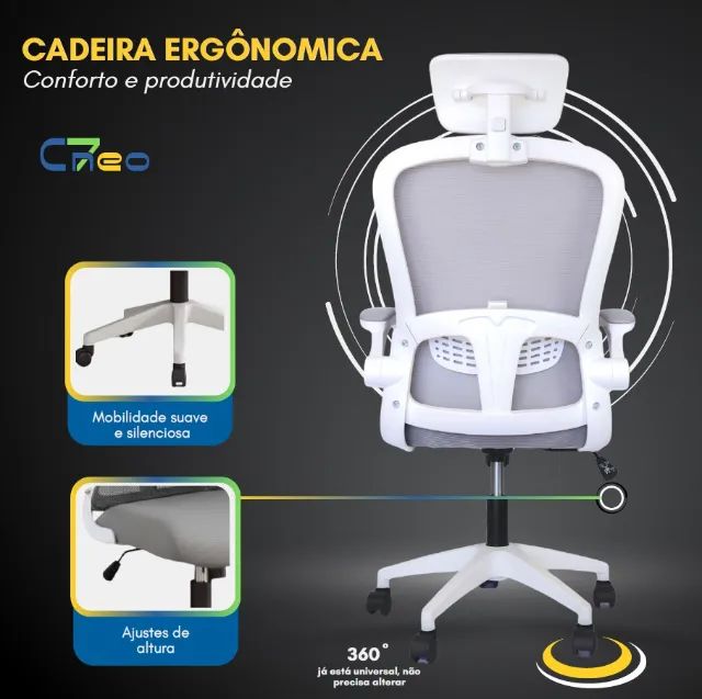Cadeira Executiva Escritório Ergonômica Apoio Lombar Tela Mesh Confortável C7 Neo - Office - Foto 4