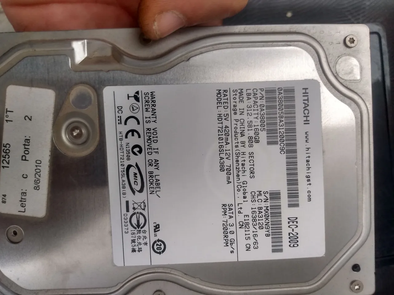 HD 160GB Hitachi 7200RPM SATA 3.0 Gb/s