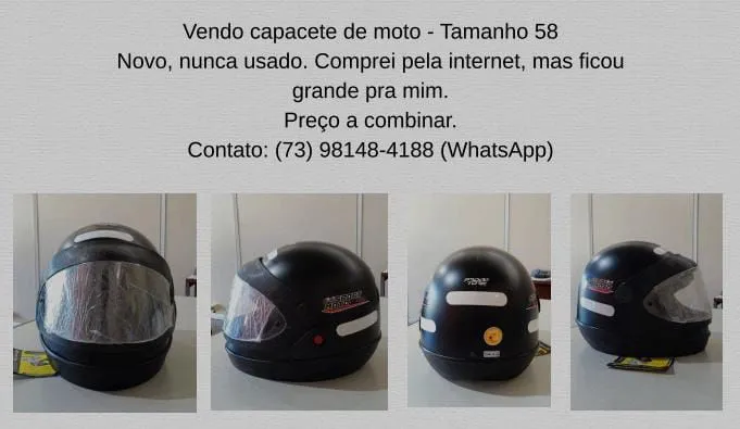 Vende-se capacete de moto novo.