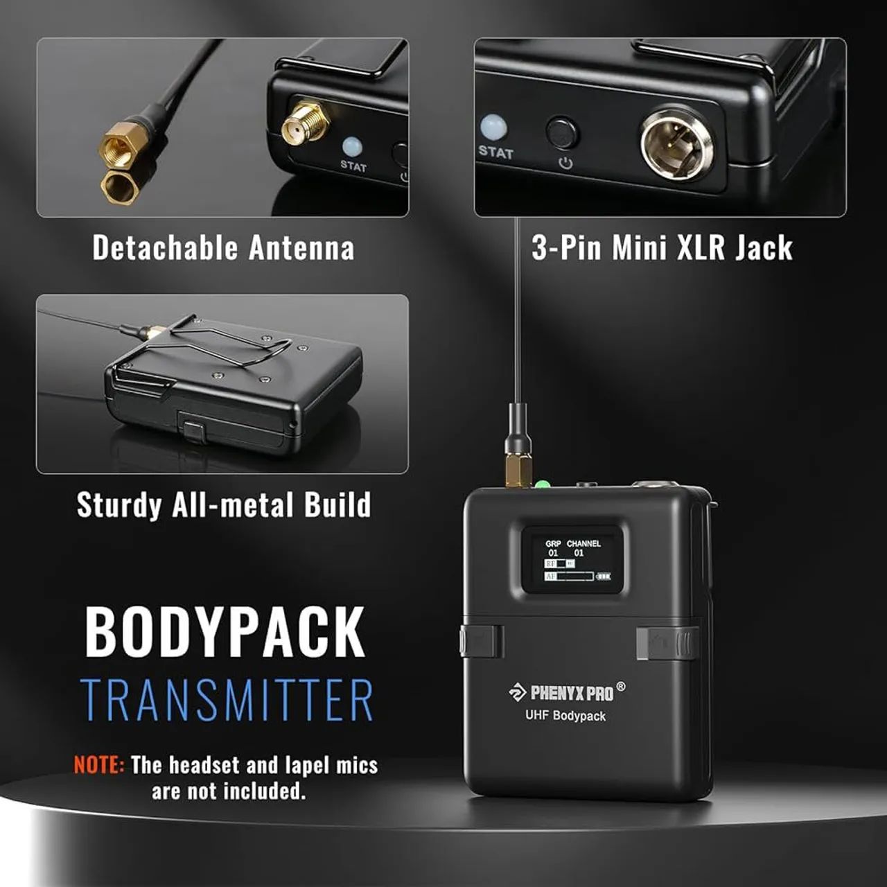 PWB-12 | Transmissor UHF sem fio bodypack para PTU-1U/2U - Foto 4