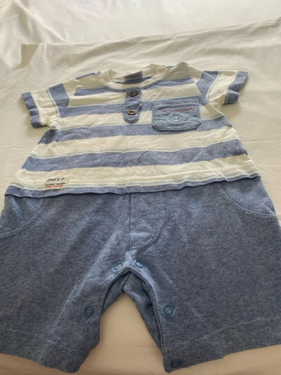 Body listrado azul e branco para bebê - Foto 5