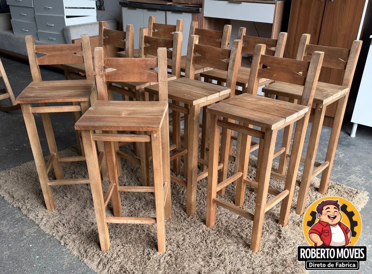 Banquetas Altas de Madeira  - Foto 5