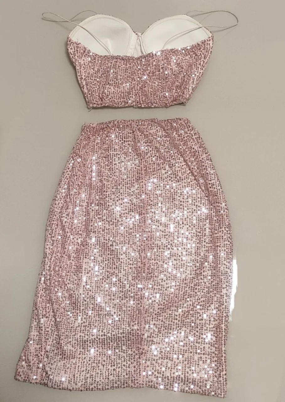 Conjunto Rosa em Paetê  - Foto 2