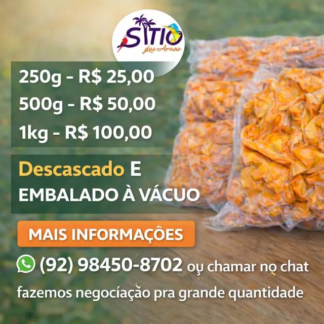 Tucumã Descascado e Embalado a Vácuo