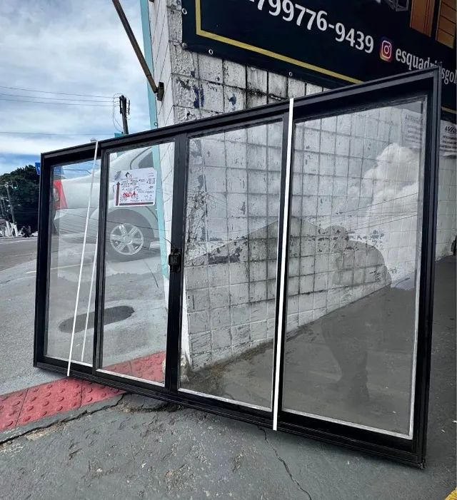 BLACK ALUMINUM WINDOW 4F 1.00X1.50 - EXTRA REINFORCED
