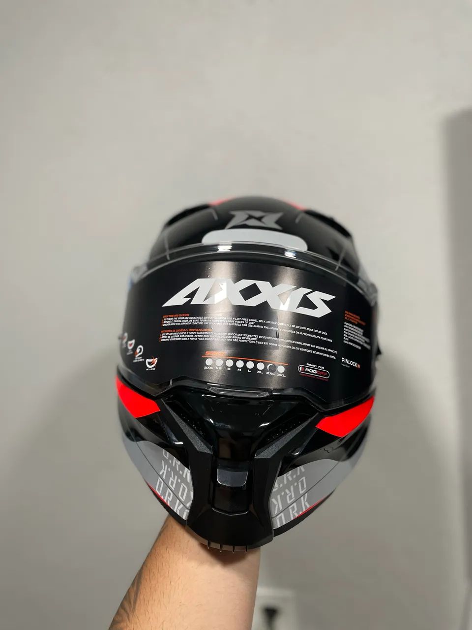 Capacete Axxis Fenix Ork B5 Black Red Gloss - Foto 4