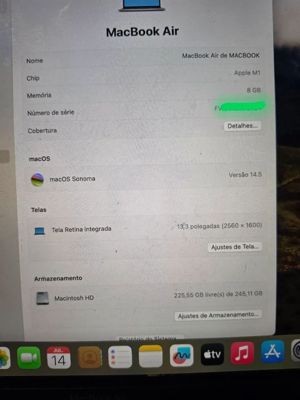 Apple macbook air m1 A2337 m1 8gb 256ssd top  - Foto 2