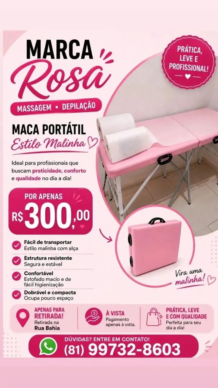 Maca para massagem, depilação e estética. 