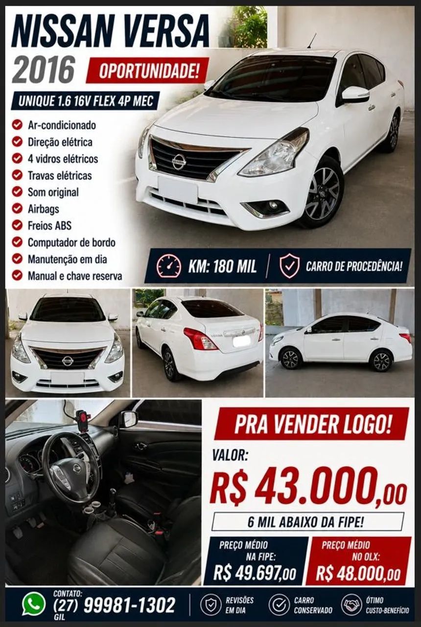 Nissan Versa UNIQUE 1.6 16V 2016