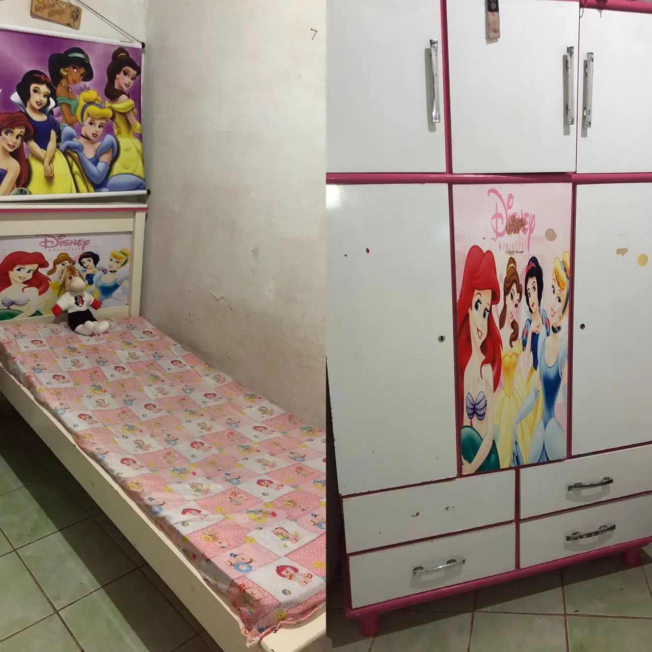Cama de solteiro e um Guarda-roupa