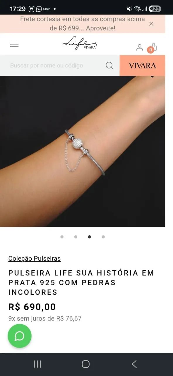 Pulseira Life Vivara Tamanho 20 - Foto 2
