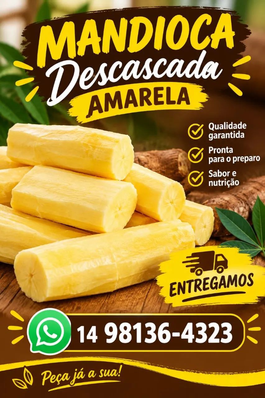 Vendemos mandioca descascada 