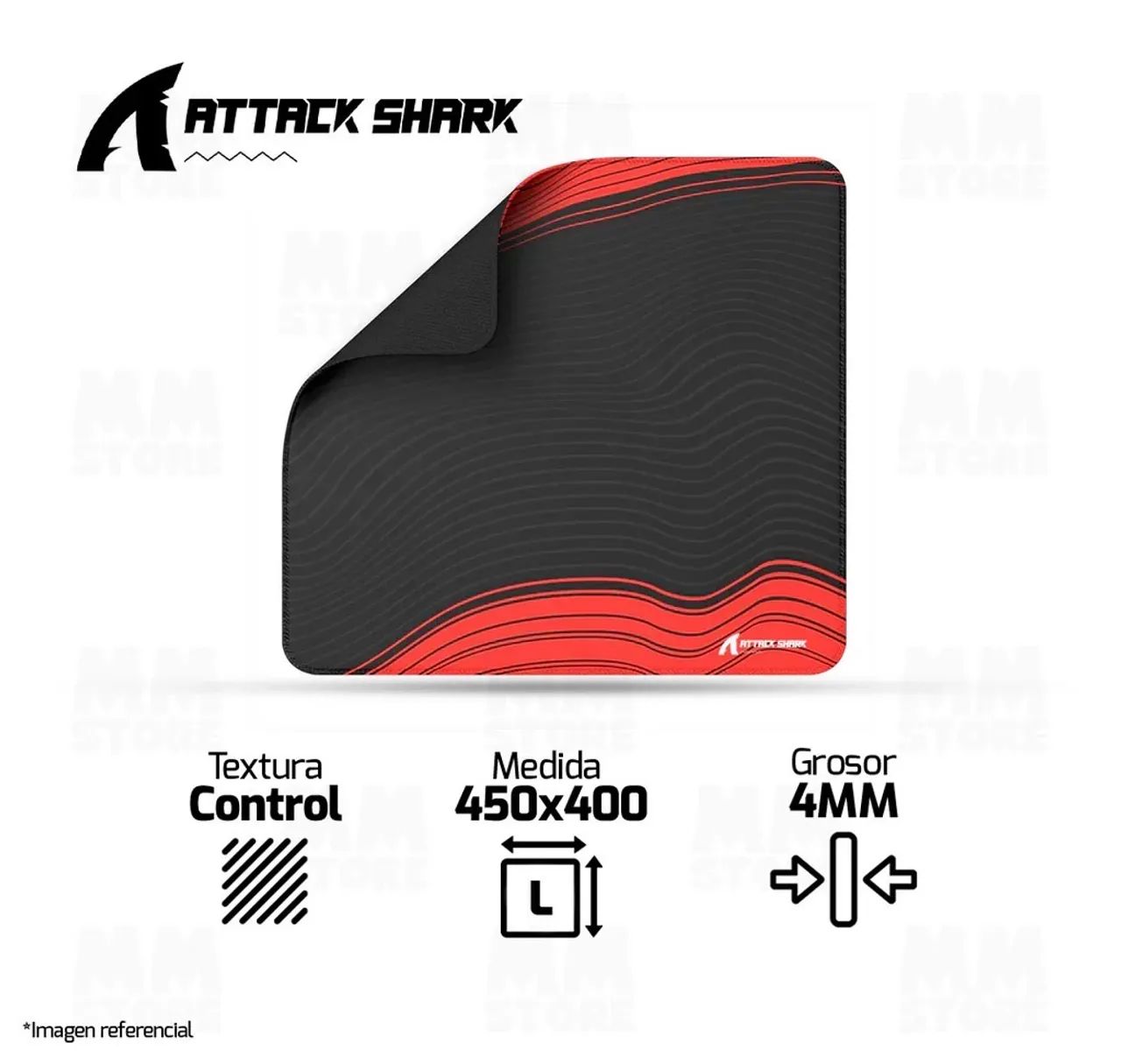 Mouse Pad Profissional Attack Shark CM02 black and red - Foto 4