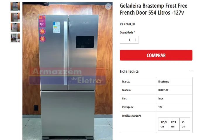 Geladeira Side 3 ortas Brastemp NOVA****