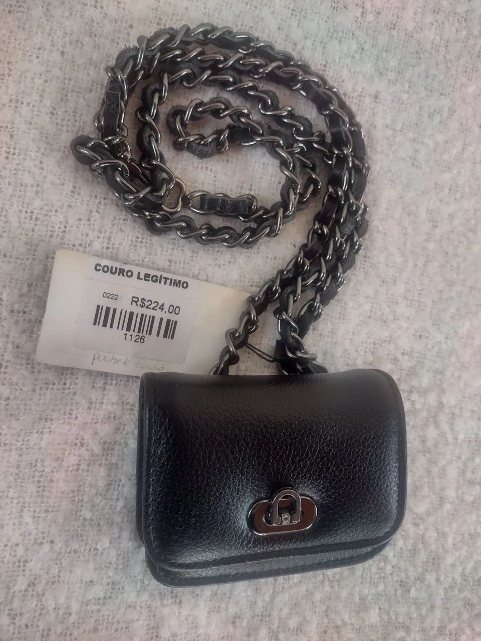 Mini pochete couro legítimo 
