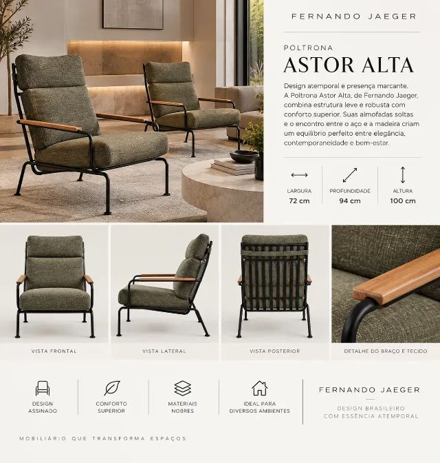 Poltrona Astor Alta - Fernando Jaeger - Foto 5