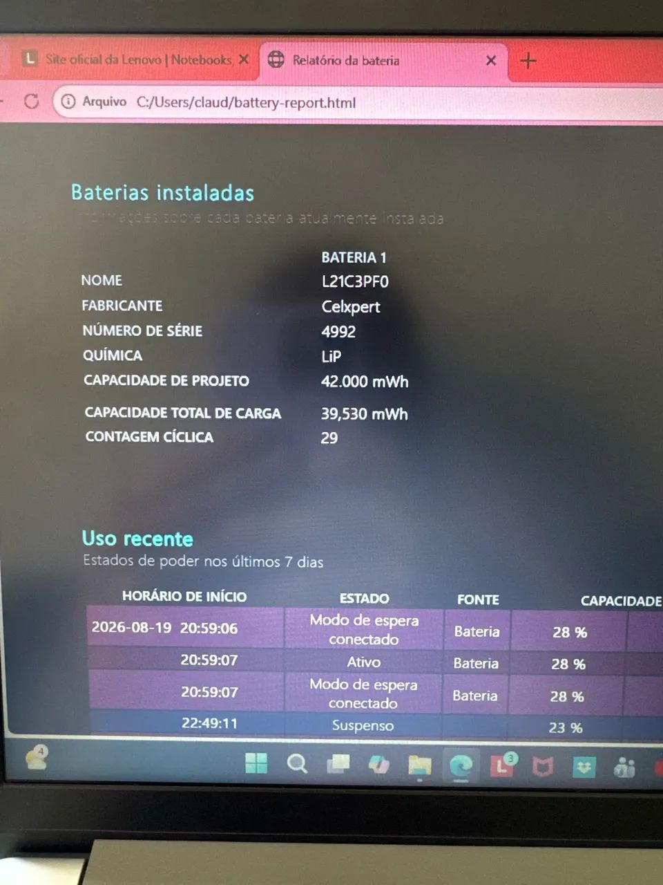 NOTEBOOK LENOVO - SEMINOVO