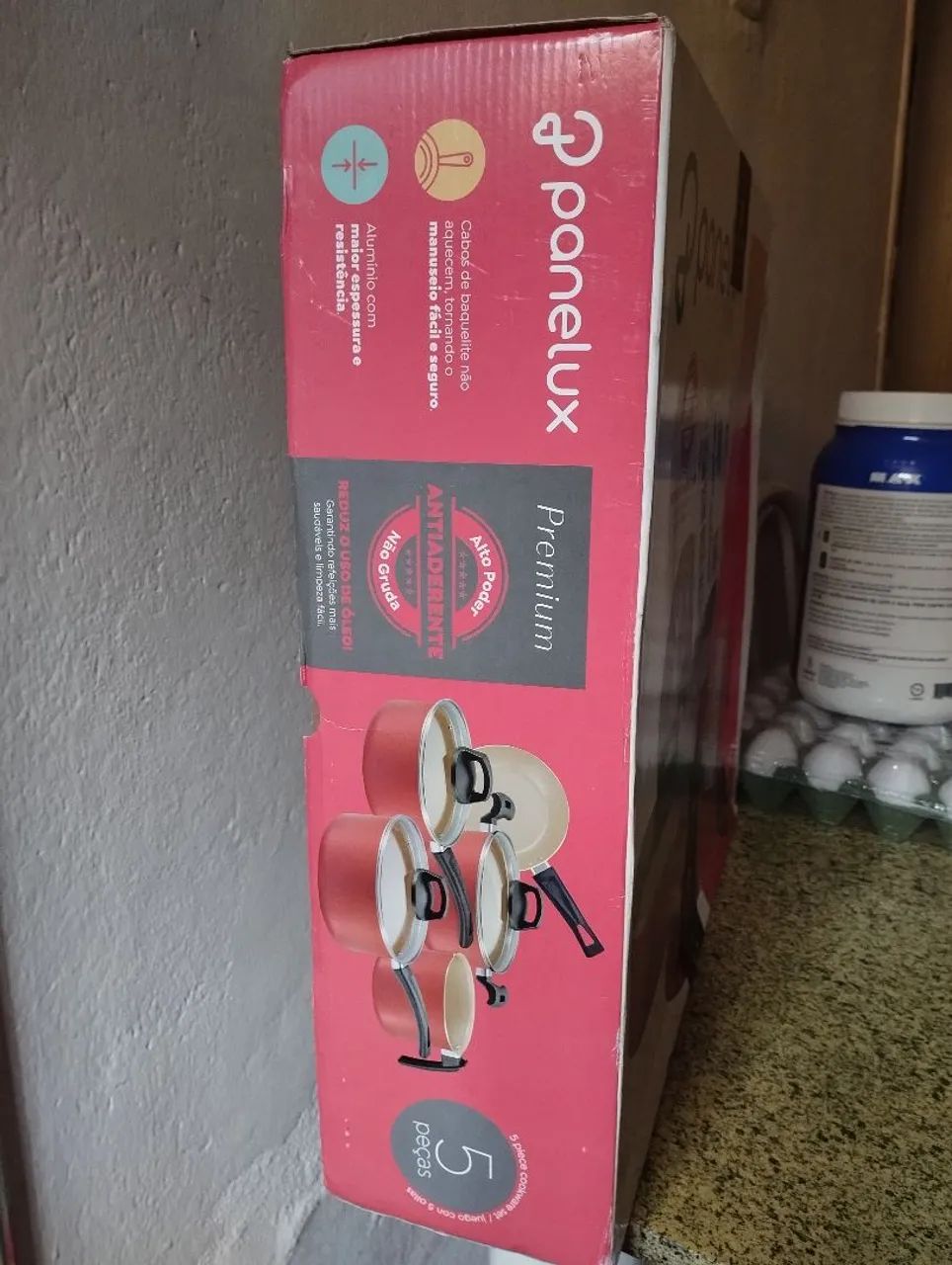 * NOVO *Jogo de panelas Panelux premium 5 peças cor cereja frigideira Caçarola - Foto 3