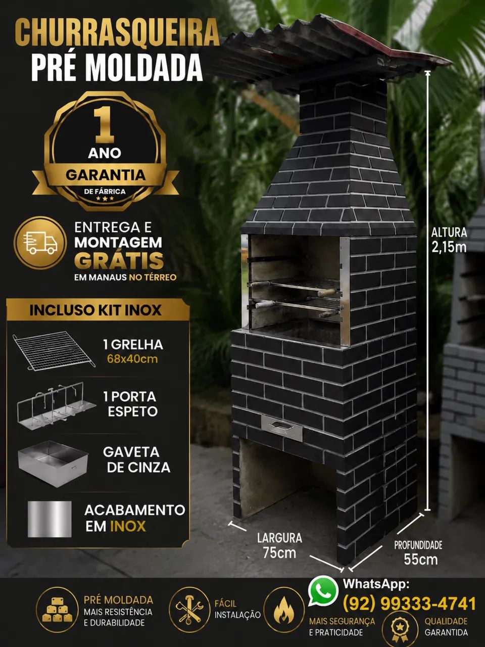 Churrasqueira pré moldada- Entrega e montagem grátis  - Foto 5