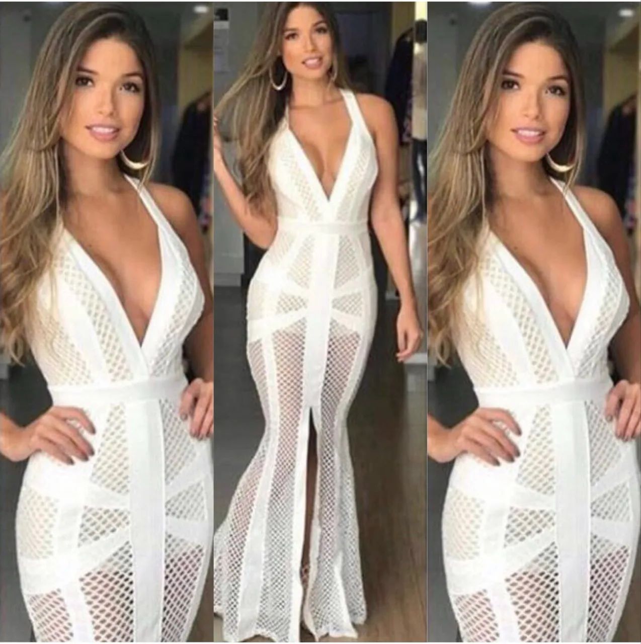 Vestido branco longo tamanho único 