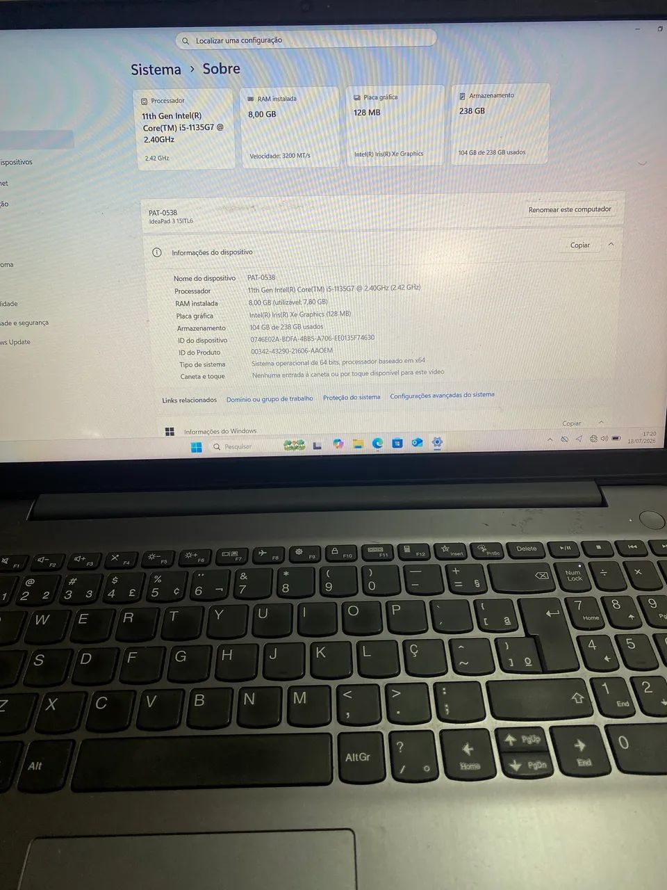 Notebook Lenovo i5 - 11° geração