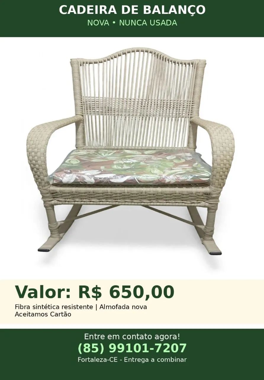 Vende-se Cadeira de Balanço Nova .