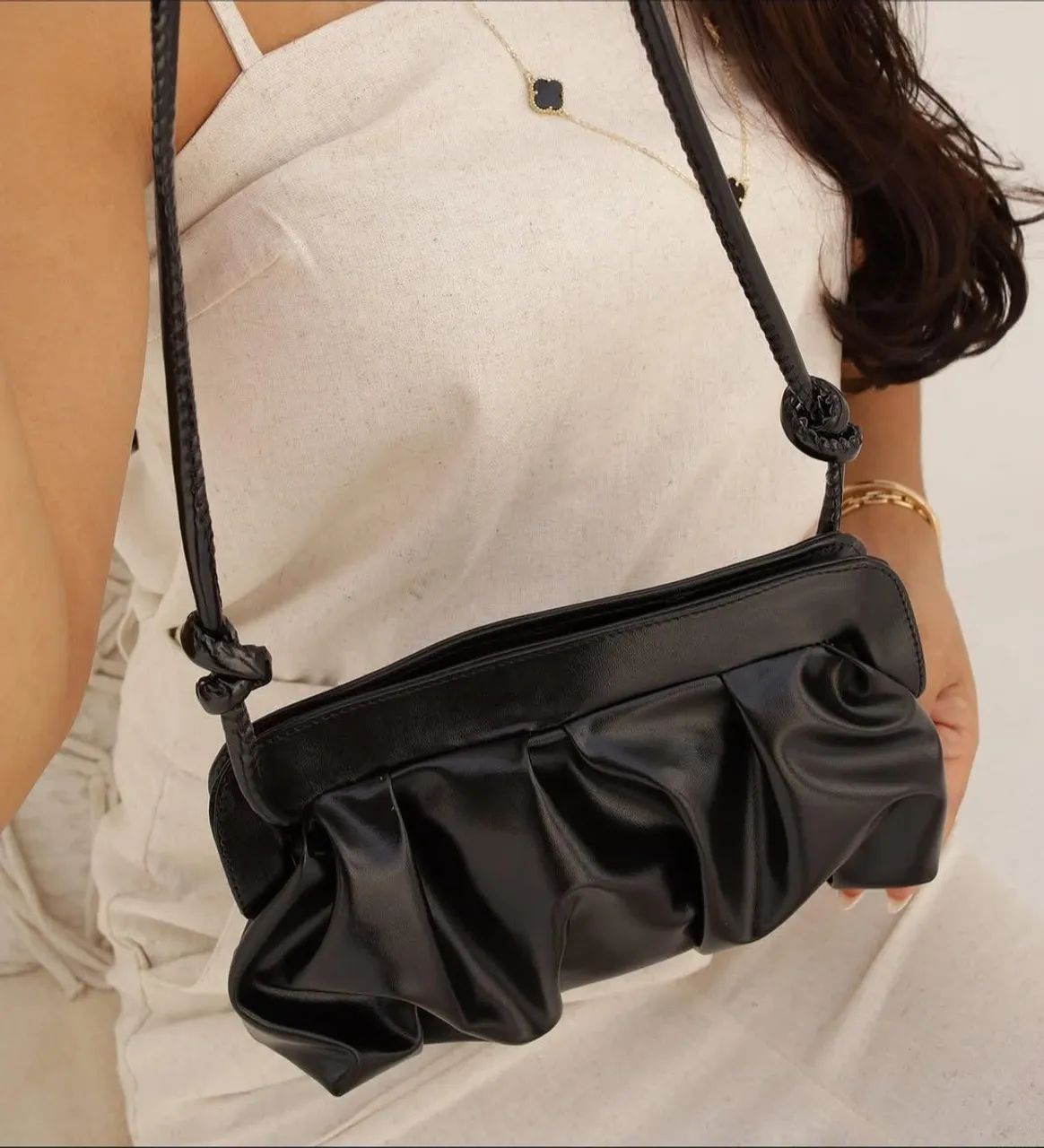 Bolsa feminina drapeada presente feminino bolsa de ombro e mão 