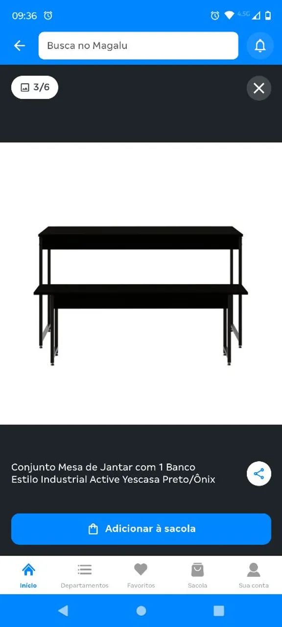 Mesa de jantar com banco preta - Foto 2