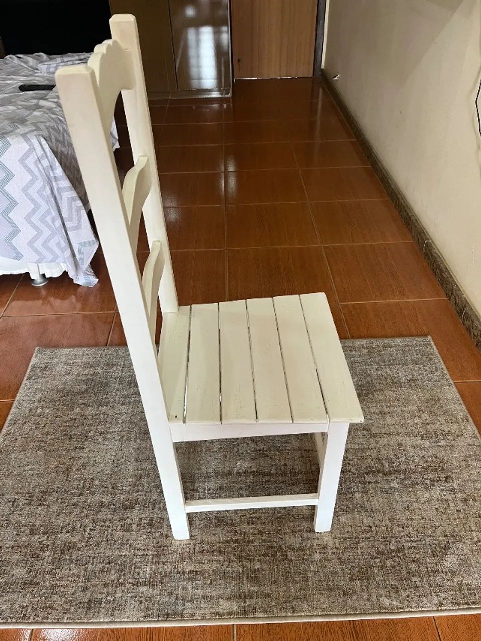 Cadeira Madeira Maciça Patina Branca - Foto 4