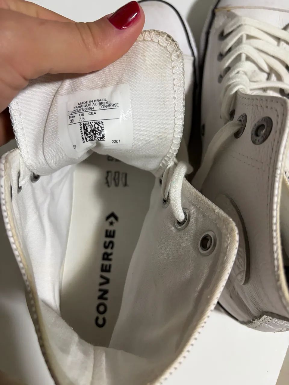 All star cano alto couro branco - Foto 4
