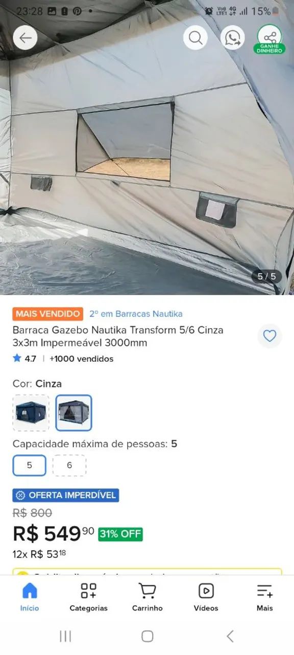 Barraca para gazebo