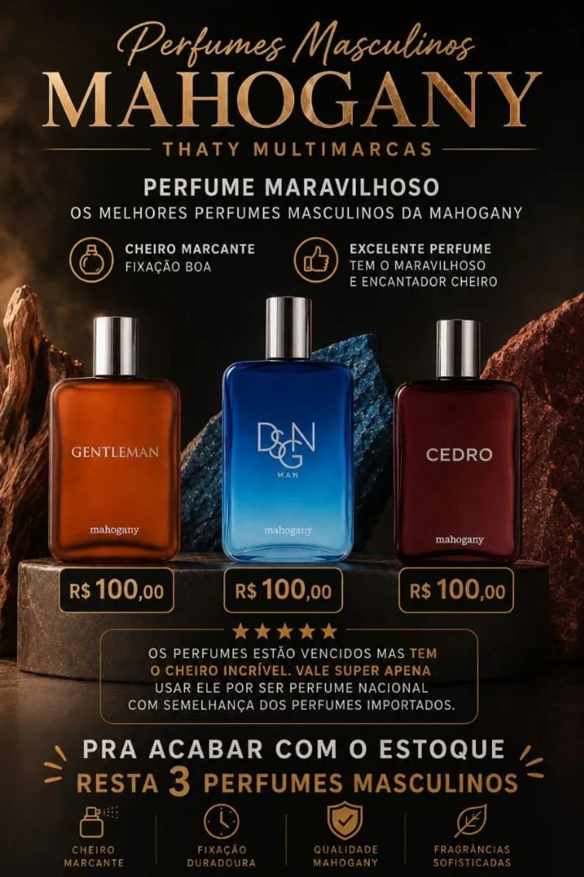 Perfume Masculino Mahogany  - Vencido com excelente Fixação 
