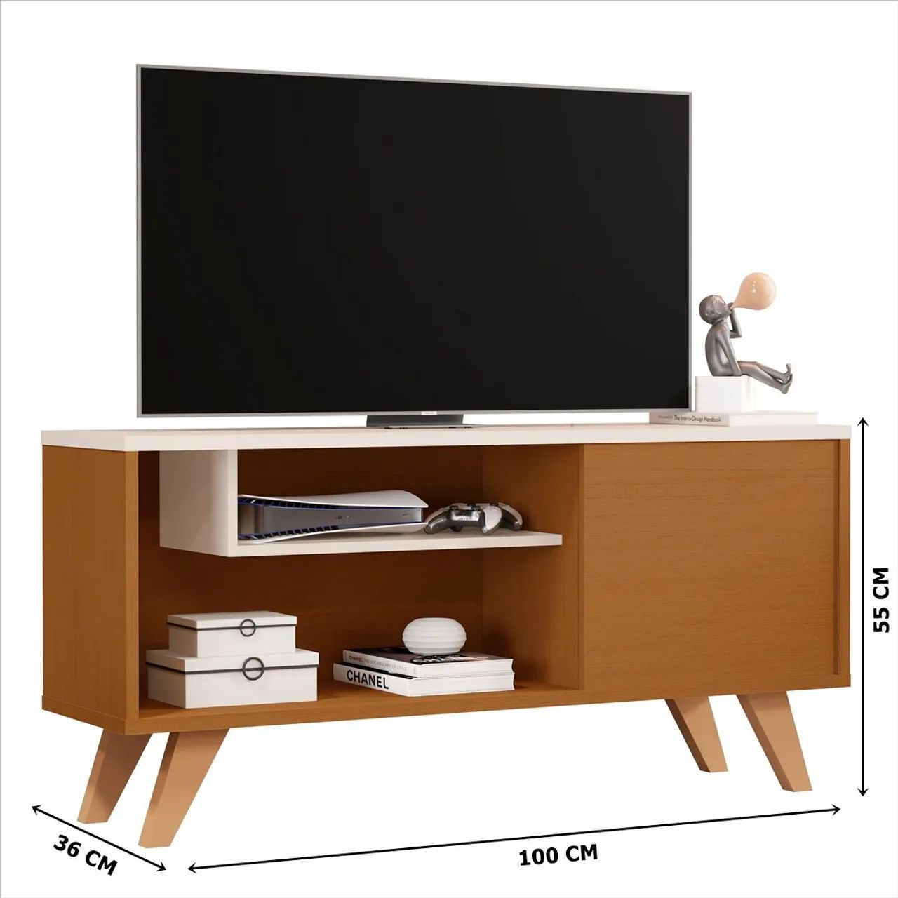 Rack Bancada Heitor com 1 Porta e Nicho Nature Off White - Foto 2