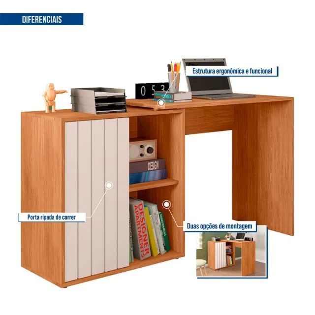 Escrivaninha Tech 1 Porta Dividimos Em Até 10x Sem Juros - Foto 3