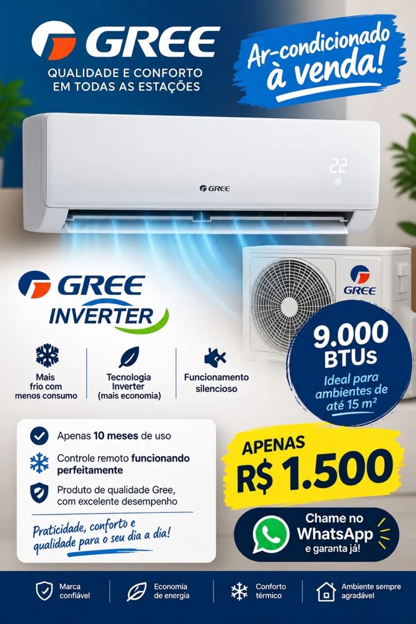 Ar condicionado Gree 9 mil BTUs