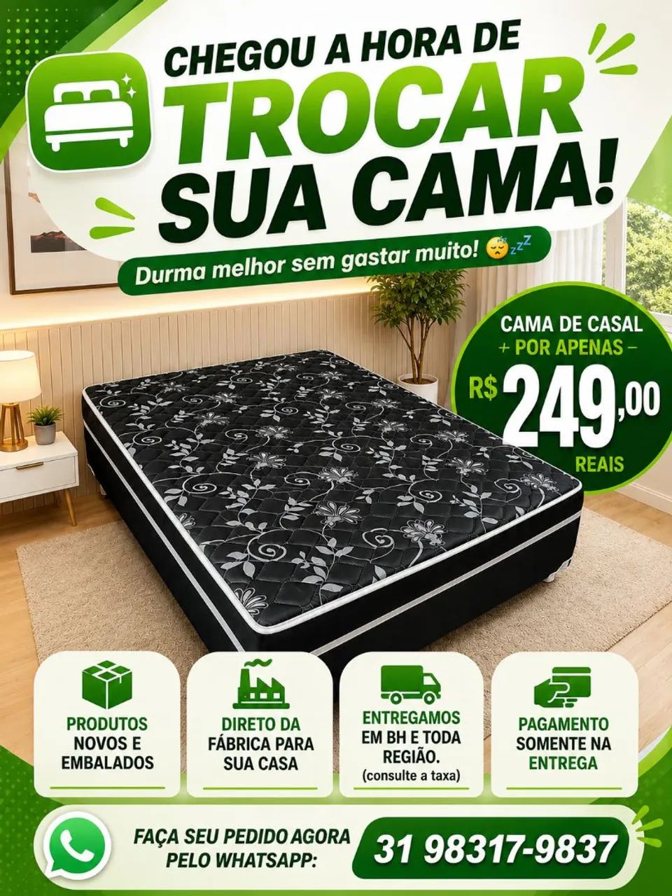 Cama de casal, promoção 