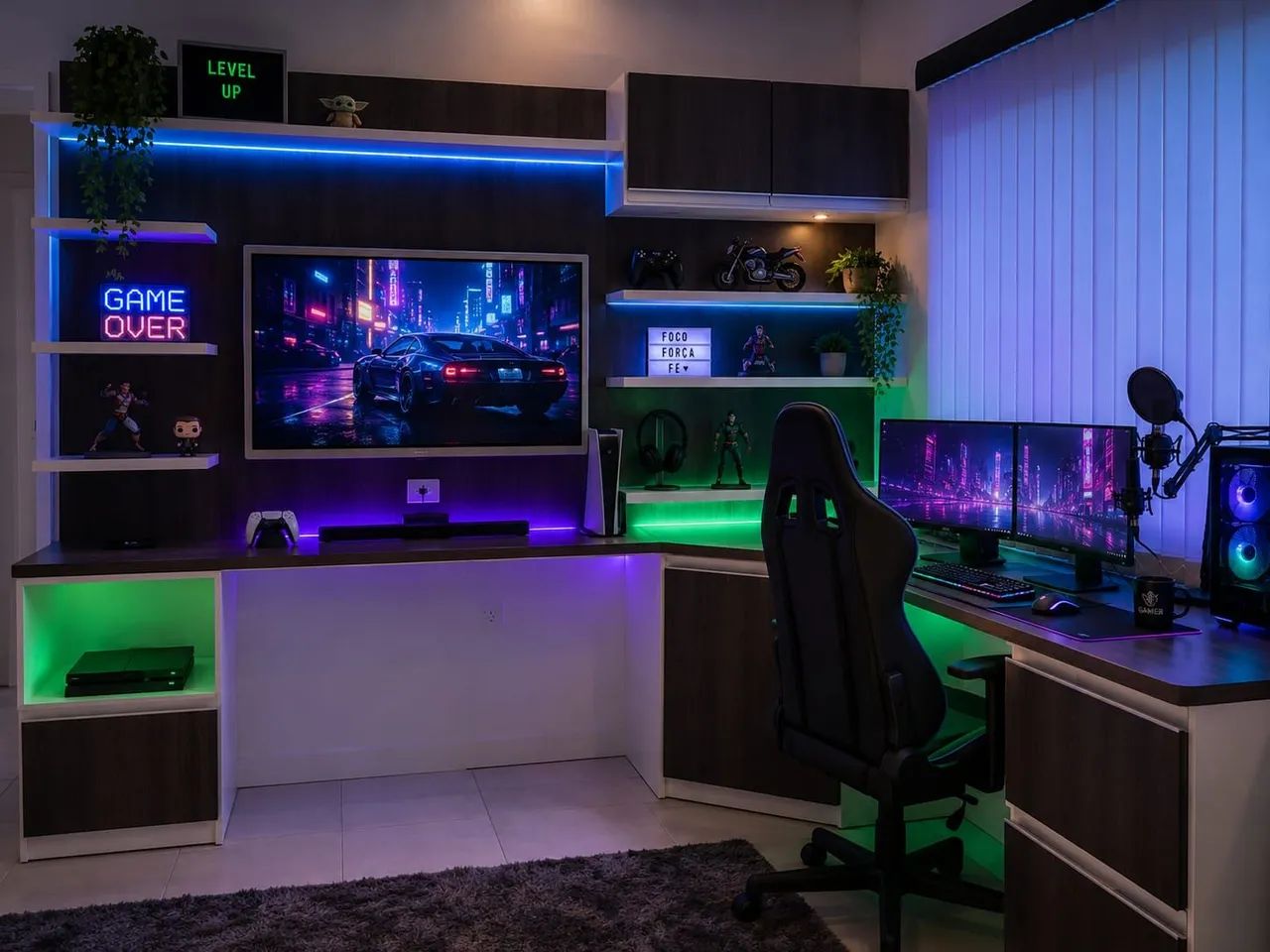 Móvel planejado home office, quarto gamer