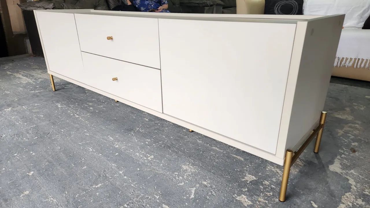 Rack para TV até 75 polegadas em MDP, 2 gavetas, 2 portas basculantes com 2 pistões c - Foto 3