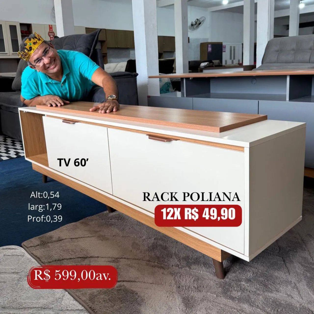 PROMOÇÃO URGENTE - Rack 100% MDF Poliana para TVS de até 60 POLEGADAS Disponível