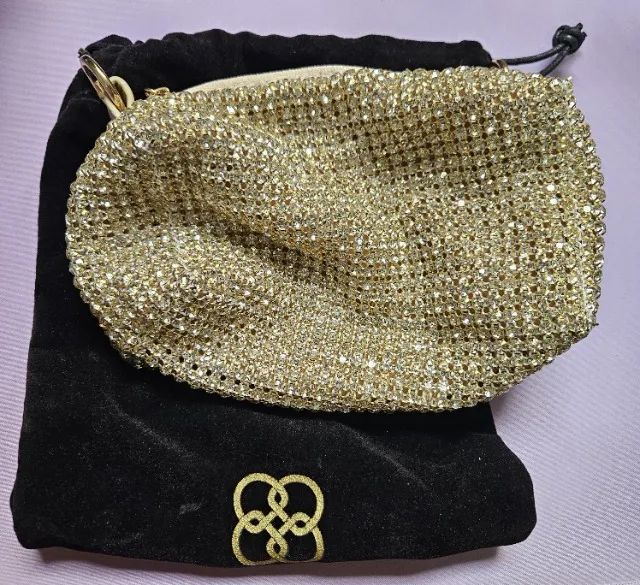 Bolsa de Festa Chenson Dourada com Strass - Foto 4