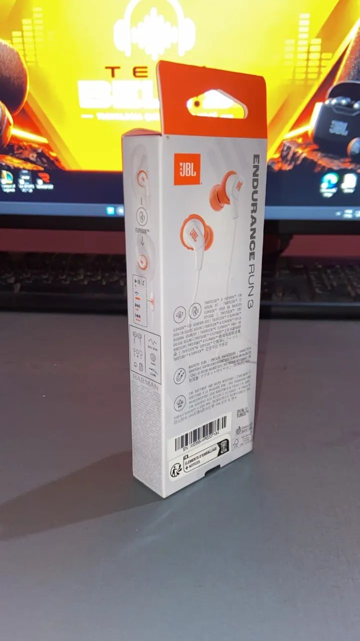 Fone JBL Endurance Run 3 branco/laranja - Foto 2