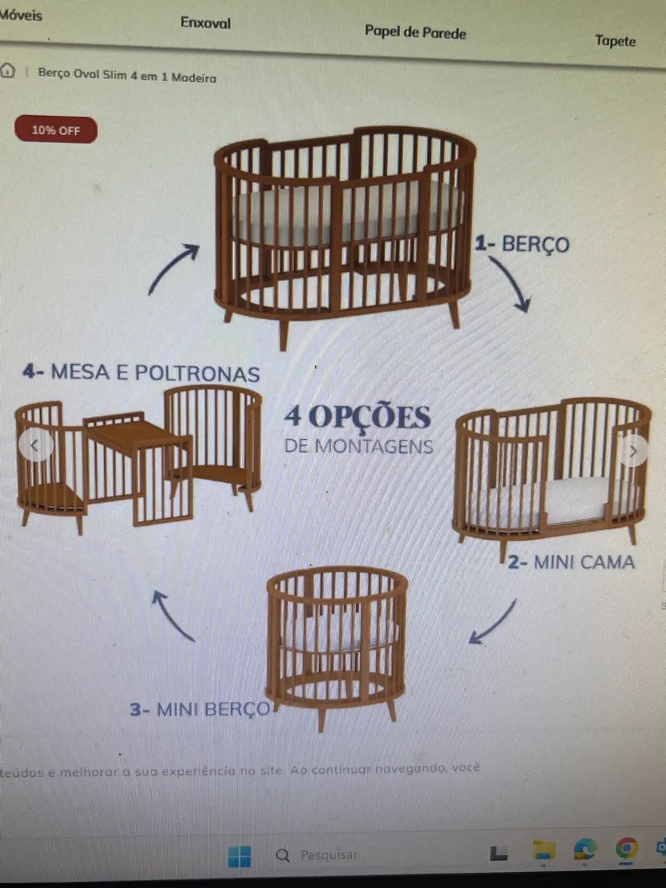 Berço Oval Slim 4 em 1 em madeira  - Foto 5