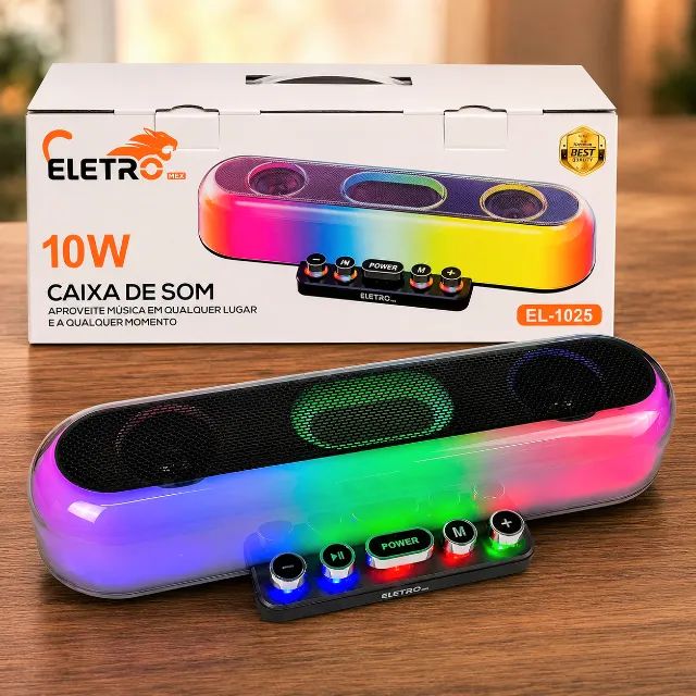 Caixa de Som Portátil Bluetooth 10W Com Teclas Eletromex EL-1025 - Foto 3