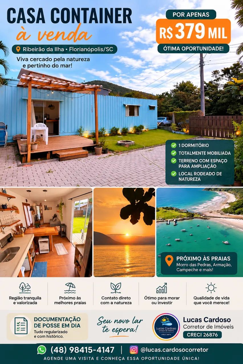 Casa Container com amplo terreno , Ribeirão da ilha