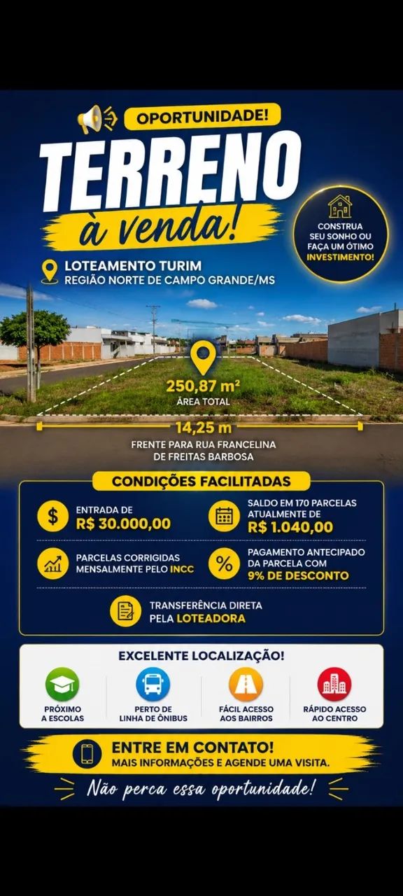 Terreno 250 m² - região Coronel Antonino