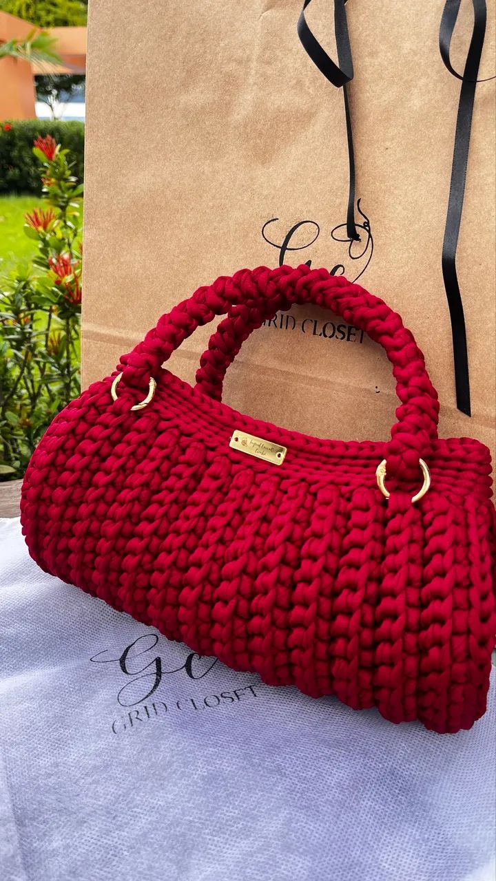 Bolsa de crochê fio de malha premium  - Foto 4