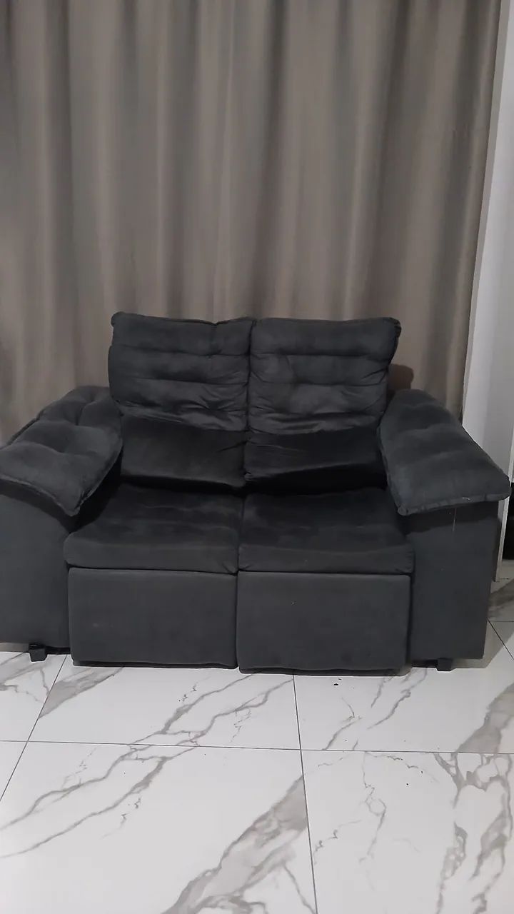 SOFÁ RETRÁTIL 2 LUGARES CINZA  - Foto 4