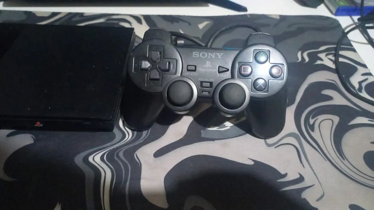 Ps2 slim controle original e cabos - Foto 3