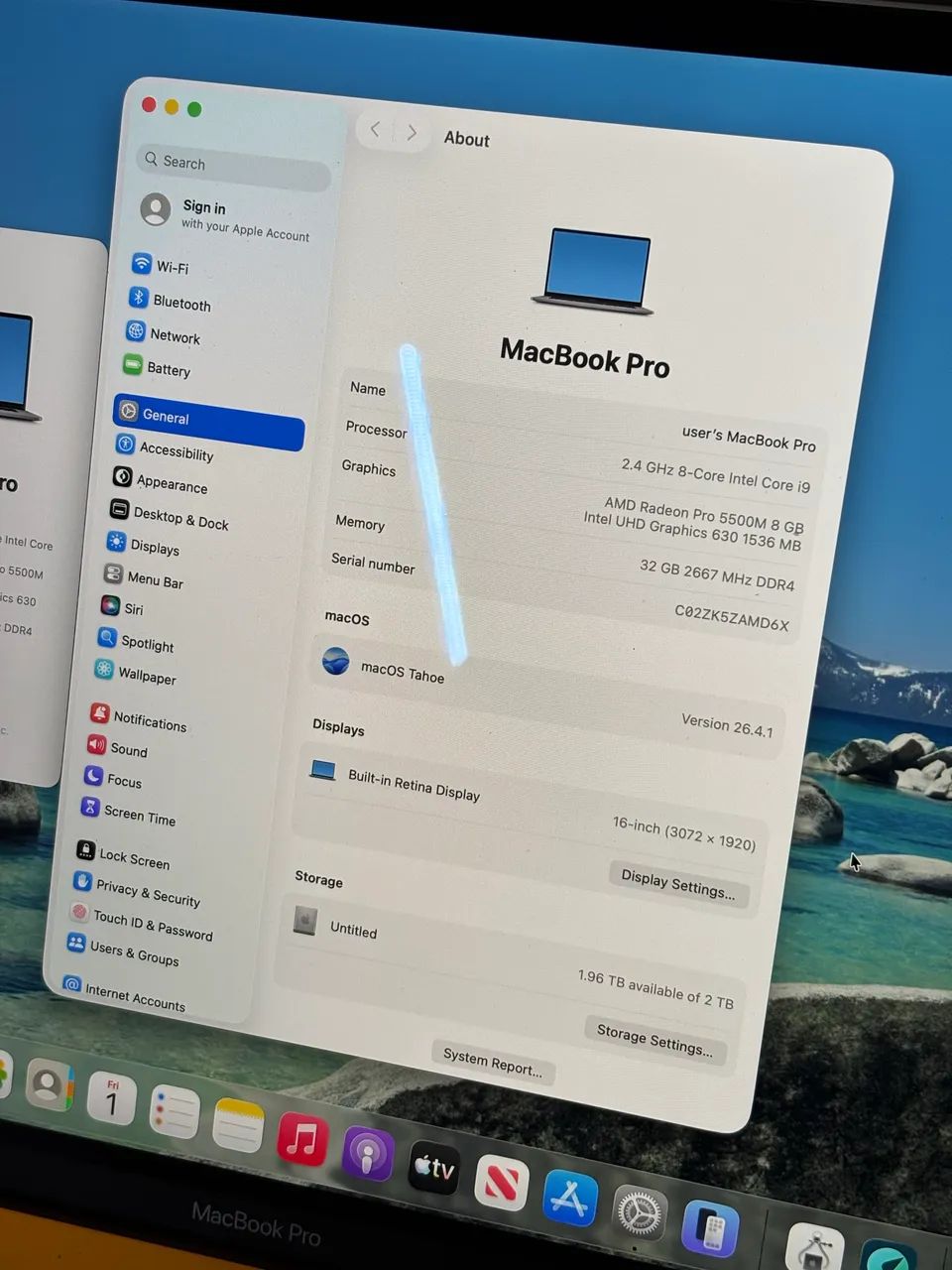 Macbook Pro 16 Touchbar 8C 40GB (32 Ram 8 GPU) 2TB A2141 i9-9880HK