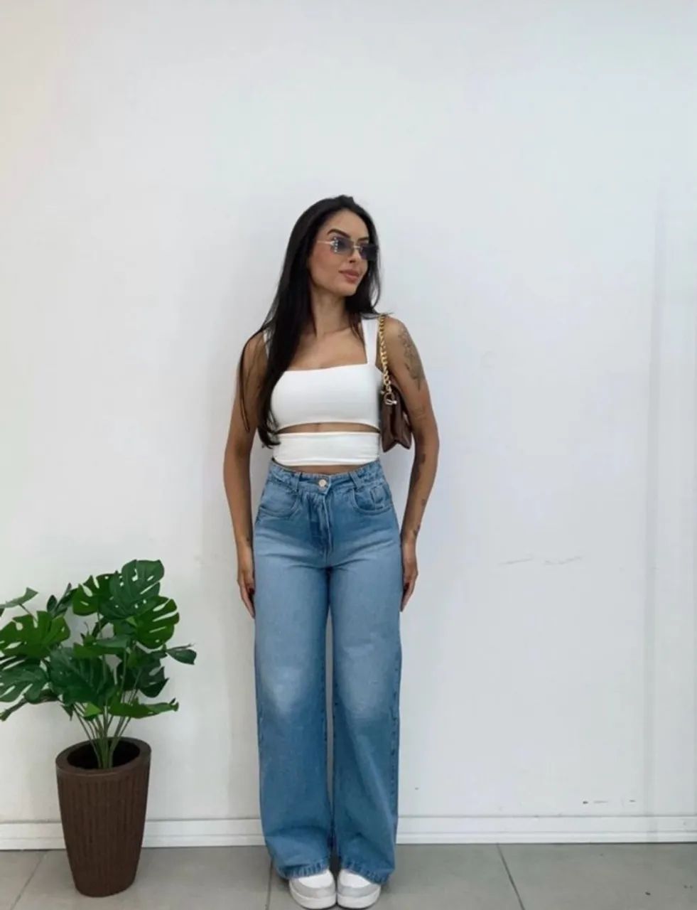 Calça wide leg